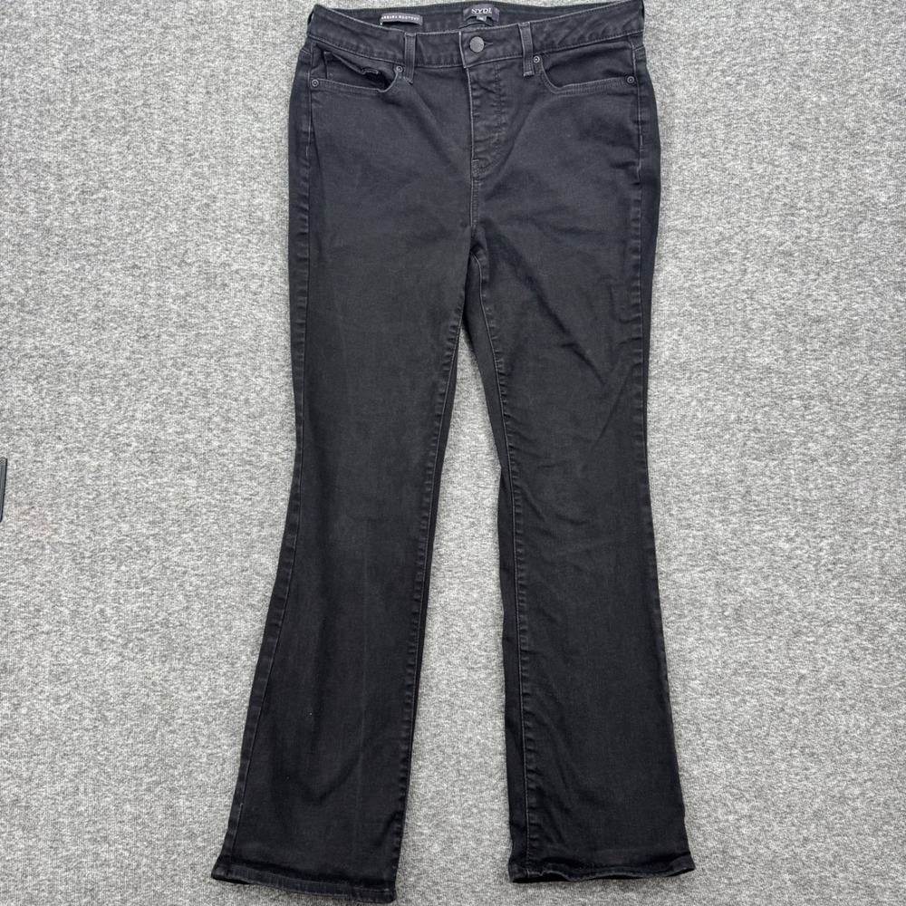 NYDJ Barbara Bootcut Jeans Womens 10 Black High Rise Lift Tuck Denim Pants